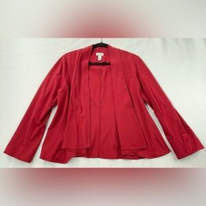 Chico’s Red Blazer Open Front Size Medium 8 10 Stretch